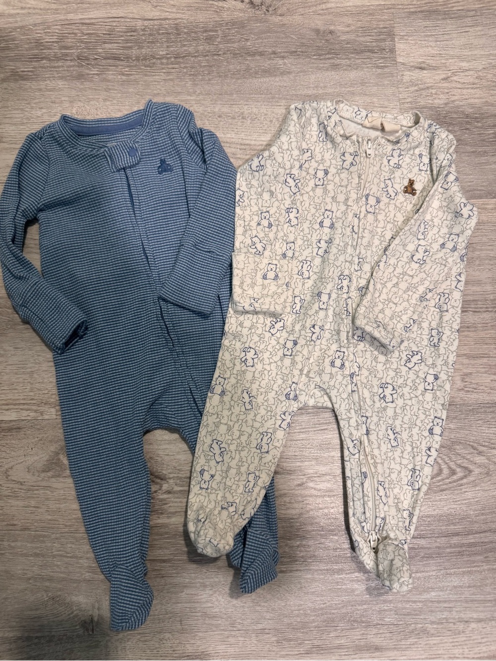 GAP Blue and Cream Baby Footed One-Piece Sleepers - Set of 2